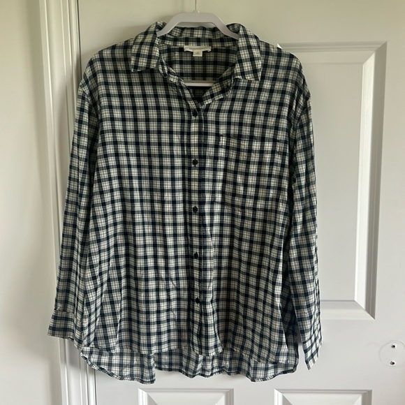 Treasure & Bond Plaid Button Down Blouse Size Medium - Picture 1 of 7